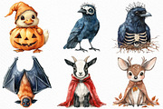 Watercolor Halloween Animals Clipart, an Illustration by Craft Nest (Thumbnail 5 of 6)