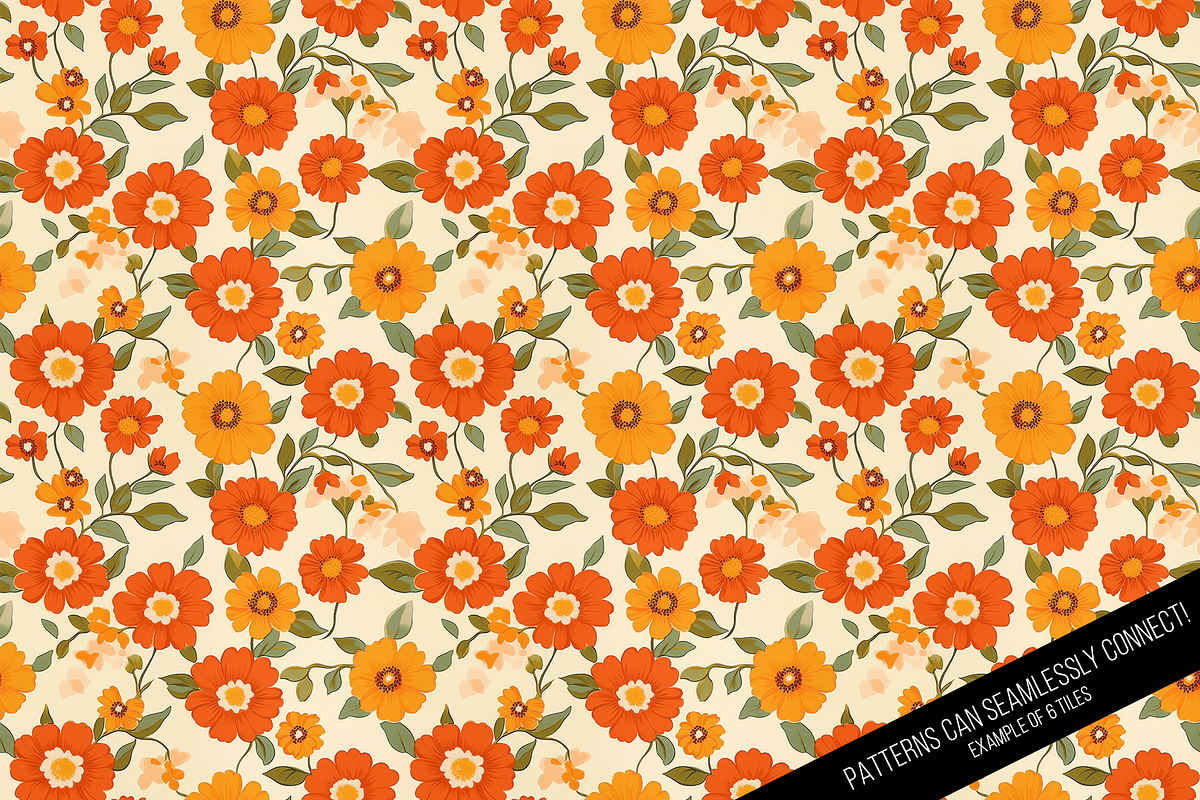 Seamless Retro Flowered Wallpaper, a Pattern Graphic by Chromolume Studio (Photo 5 of 15)
