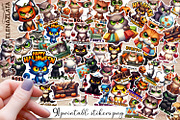 Funny cat Halloween Stickers, an Animal Illustration by ElenazlataArt (Thumbnail 1 of 6)
