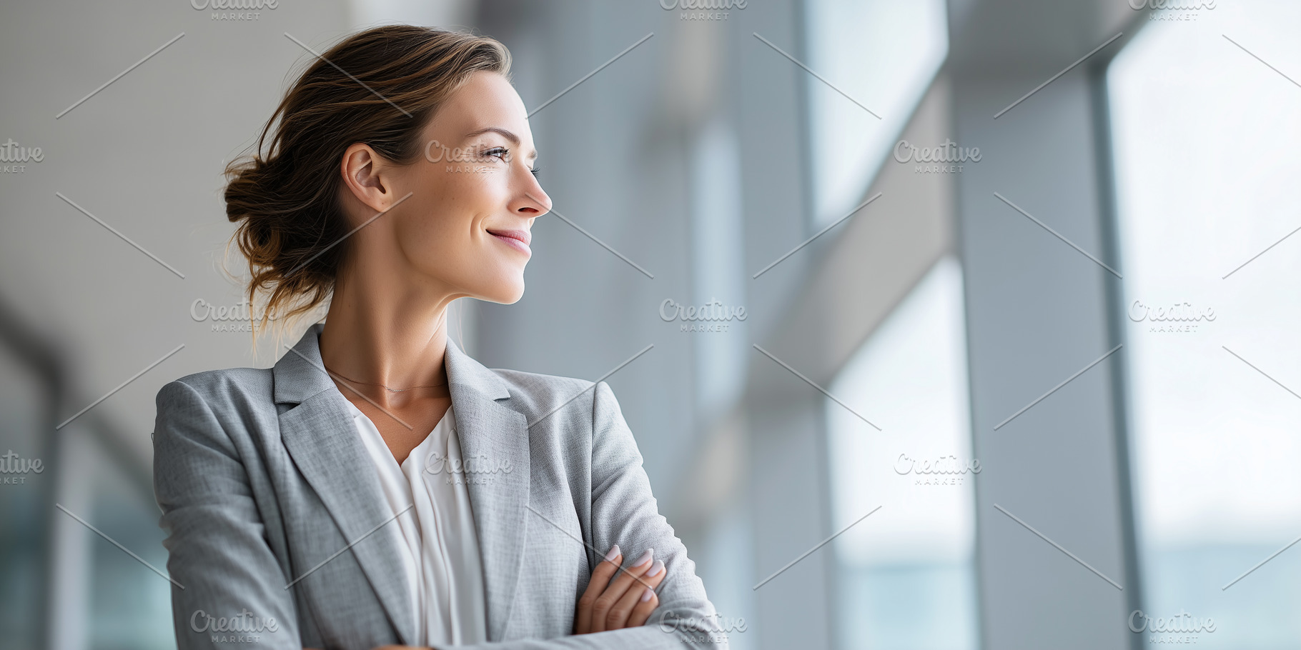 Confident businesswoman in a gray, a Business Photo by MistyDay