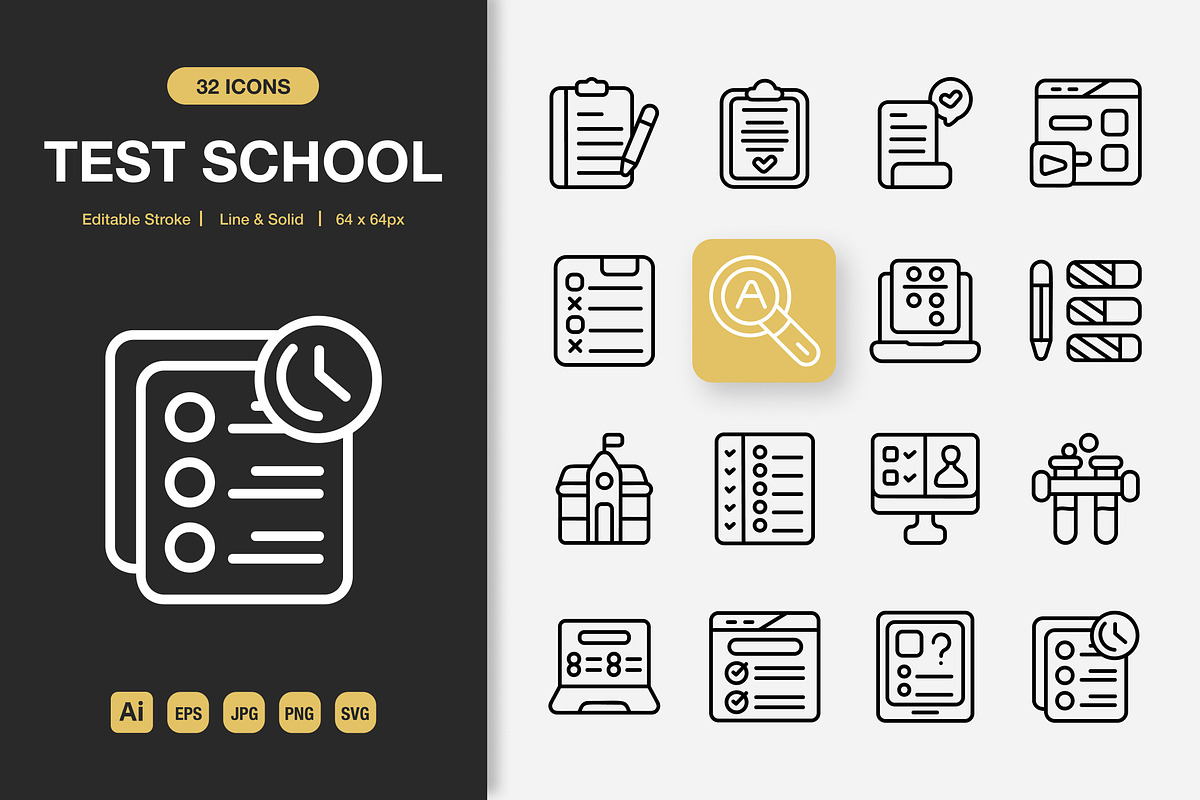 Test School Icons, an Icon by Spacepixel Creative (Photo 1 of 3)