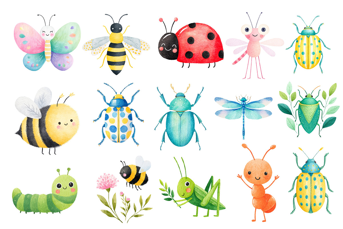 Watercolor Insects Clipart Bundle, an Illustration by Dream Creation (Photo 6 of 7)