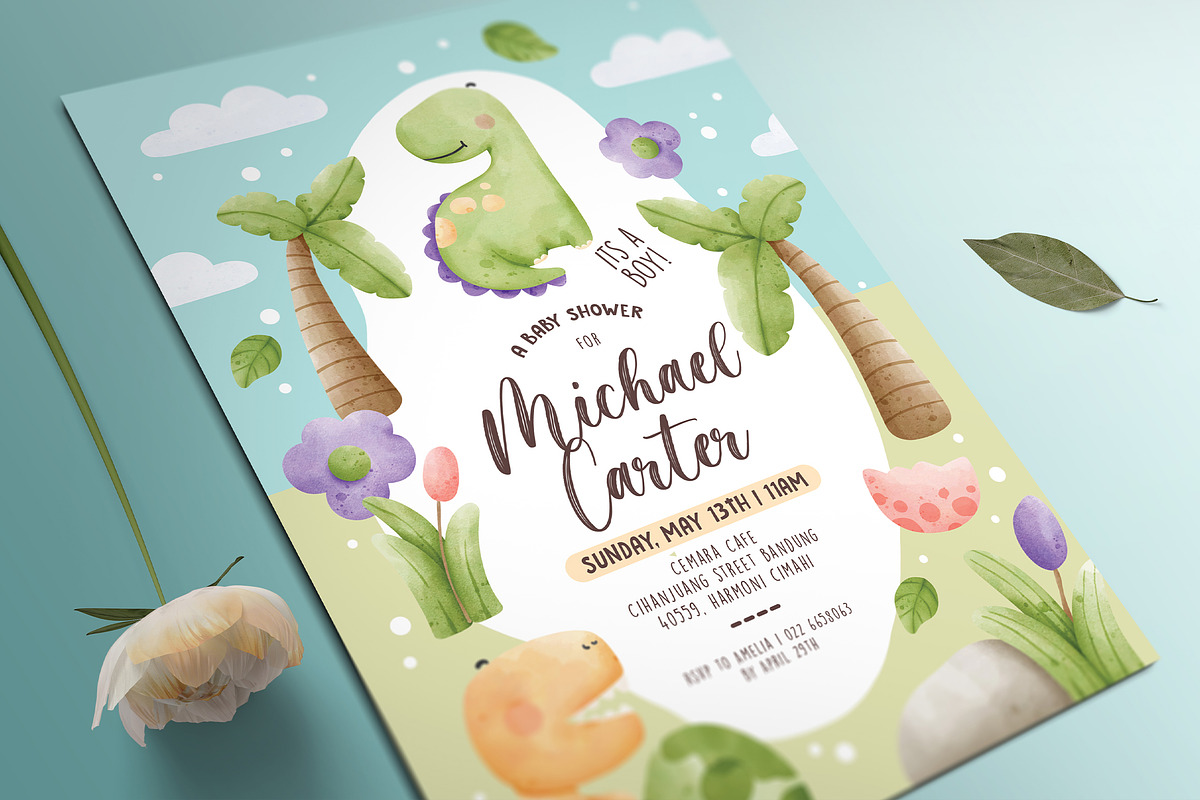 Dino Baby Shower Invitation, an Invitation Template by Aarley Kaiven (Photo 1 of 2)