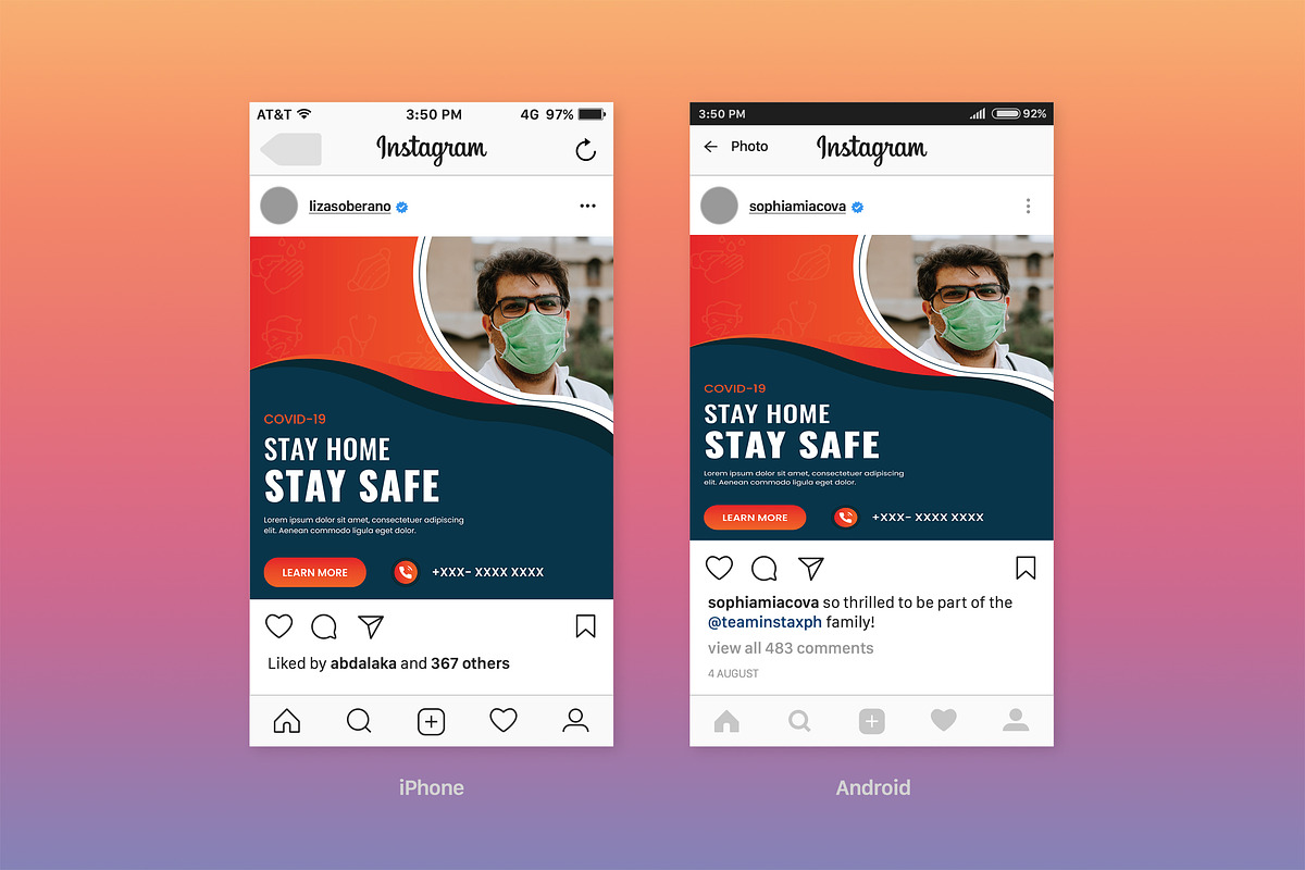 COVID-19 Instagram Template, a Social Media Template by UI_Expert (Photo 2 of 2)
