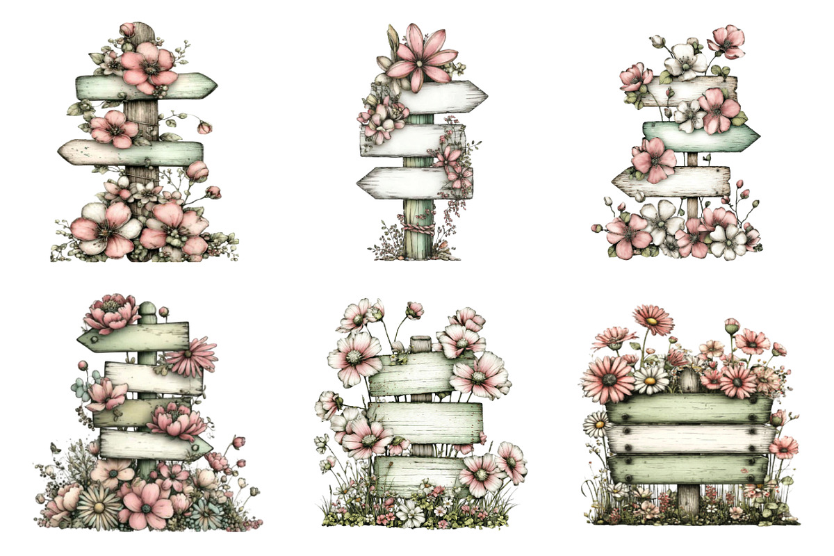 Flowers Spring Singpost Clipart, an Illustration by SinaCreation (Photo 5 of 11)