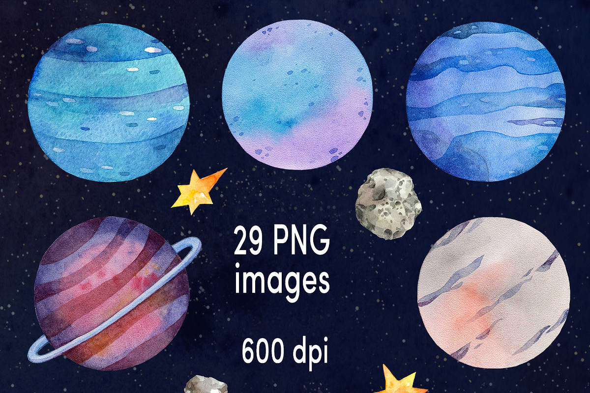 Space journey Watercolor, a Background Graphic by Green_leaf_17 (Photo 2 of 3)