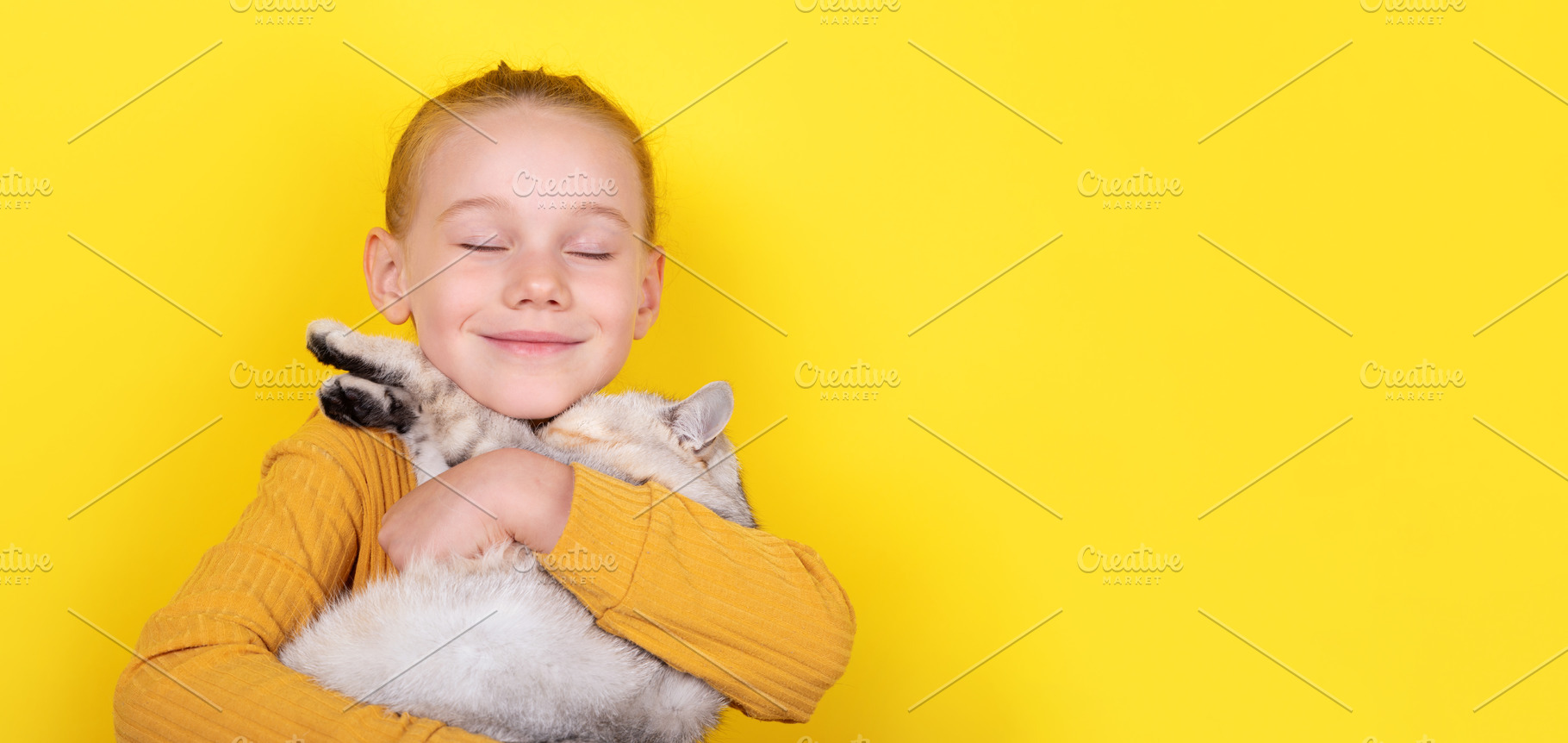 Happy Girl Hugging Cat, a Person Photo by Ales Munt