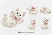 15 Bundle Watercolor Girl Cat Pink, an Animal Illustration by Morspective (Thumbnail 7 of 8)