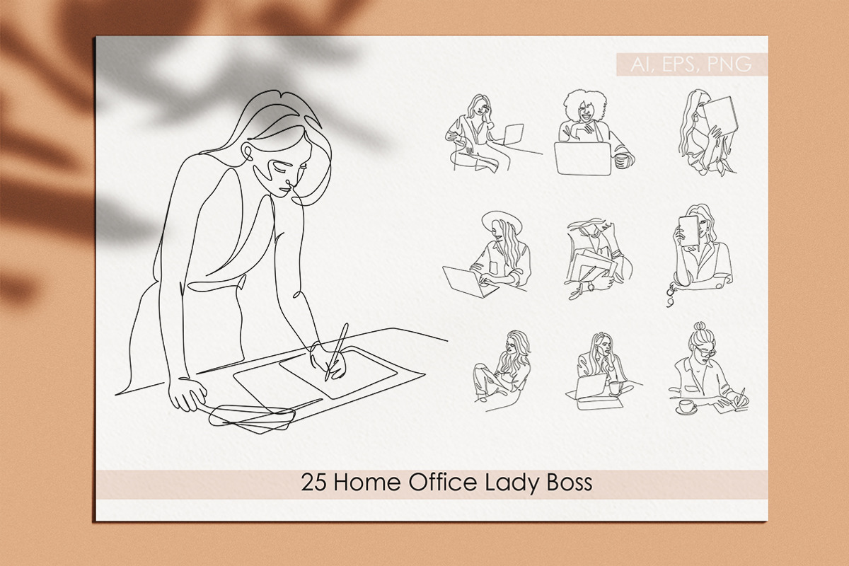 Woman Working at Home Office, a Branding & Logo Template by velychko.ua (Photo 2 of 12)