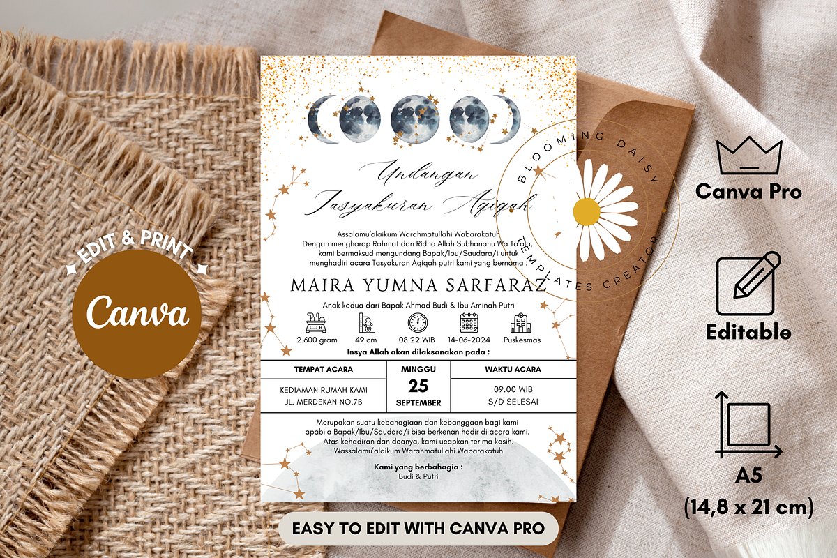 Moon Phase Baby Shower Invitation, an Invitation Template by Blooming Daisy (Photo 1 of 4)