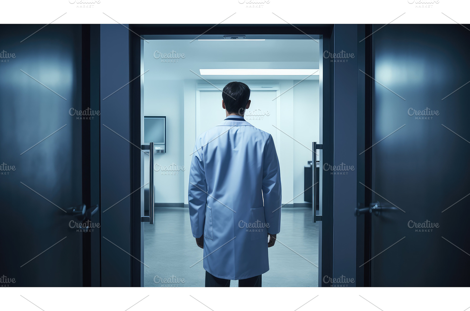 ajar doctor opening door ai, a Health & Medical Photo by pikepicture