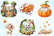 Watercolor Autumn Bunny Clipart, an Illustration by Craft Nest (Thumbnail 4 of 6)