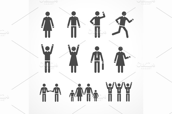 Human Silhouettes Set. Vector