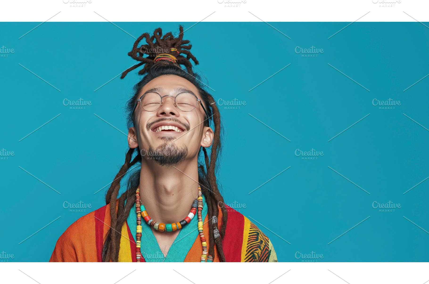 Smiling man with dreadlocks and, a Person Photo by Sergey Kotenev