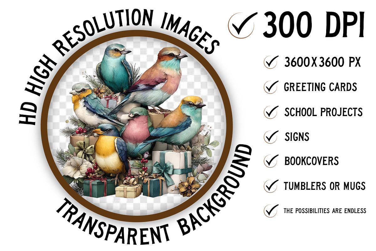 Christmas Birds Clipart, an Illustration by Craft Nest (Photo 2 of 7)