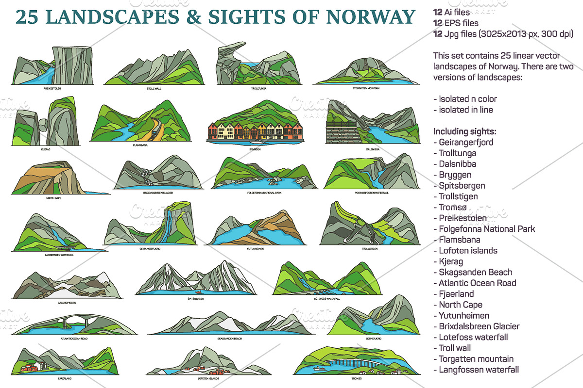 Natural sights of Norway, an Illustration by GenziWorkshop (Photo 1 of 13)