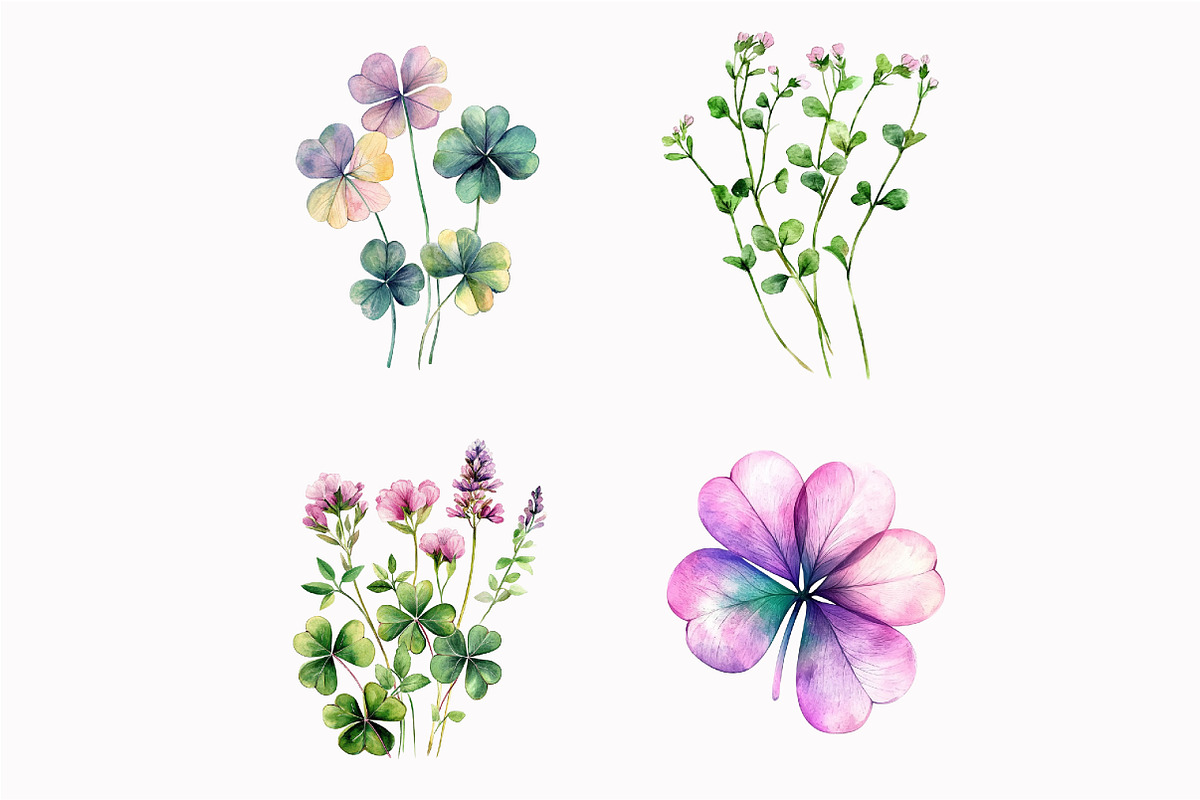 Watercolor Lucky Fields Floral Clipa, an Illustration by Design Market (Photo 4 of 4)