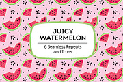Juicy Watermelon Seamless Patterns, a Social Media Template by KT Art & Design (Thumbnail 1 of 6)