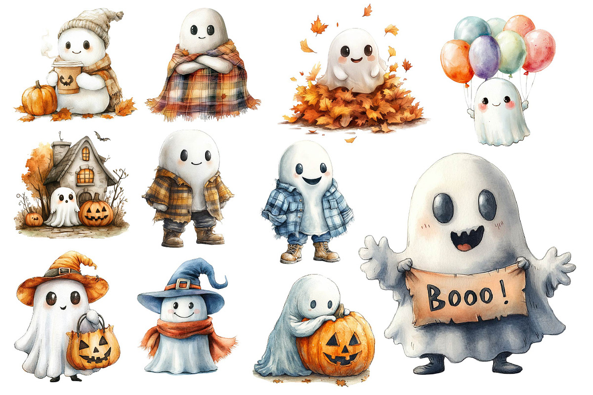 Halloween & Fall Ghost Clipart, an Illustration by Dream Creation (Photo 4 of 4)