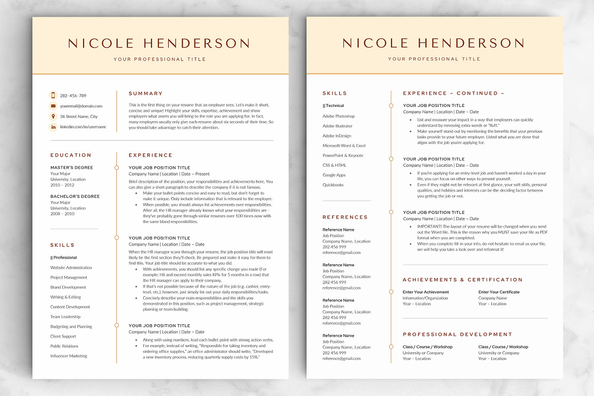 Resume/CV - The Nicole, a Resume Template by CreativeLandStudio (Photo 4 of 9)