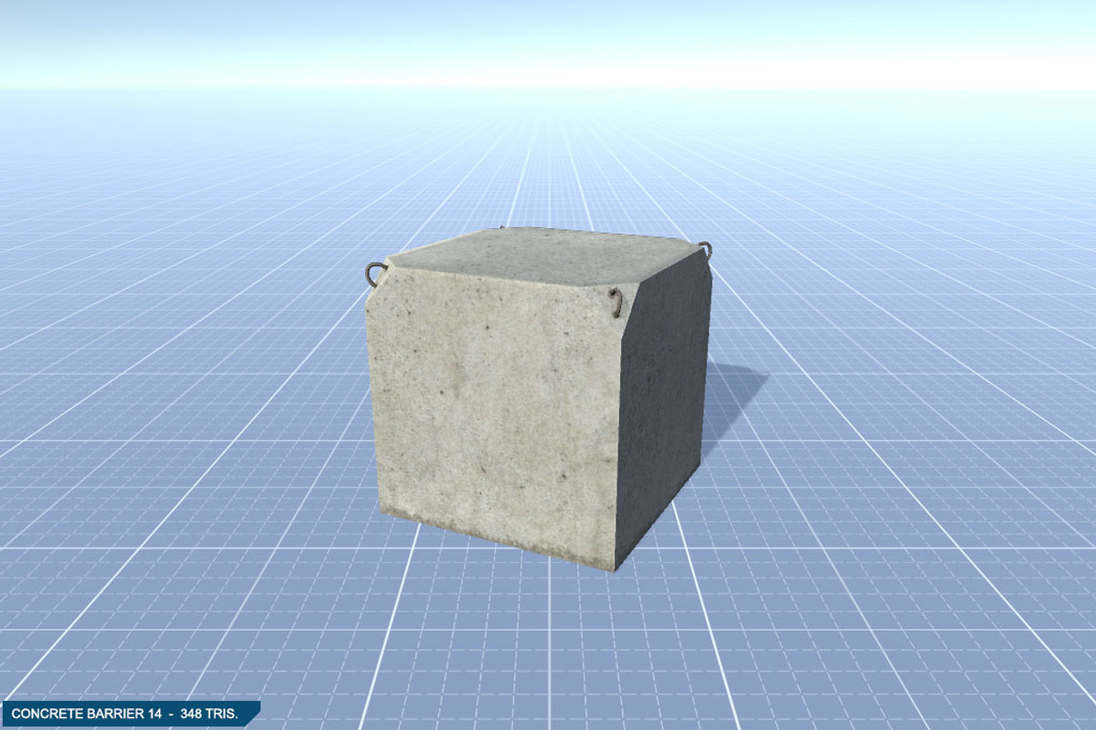 16 Concrete Barriers - Big Pack, an Environmental 3D Model by 3DCaster (Photo 34 of 34)