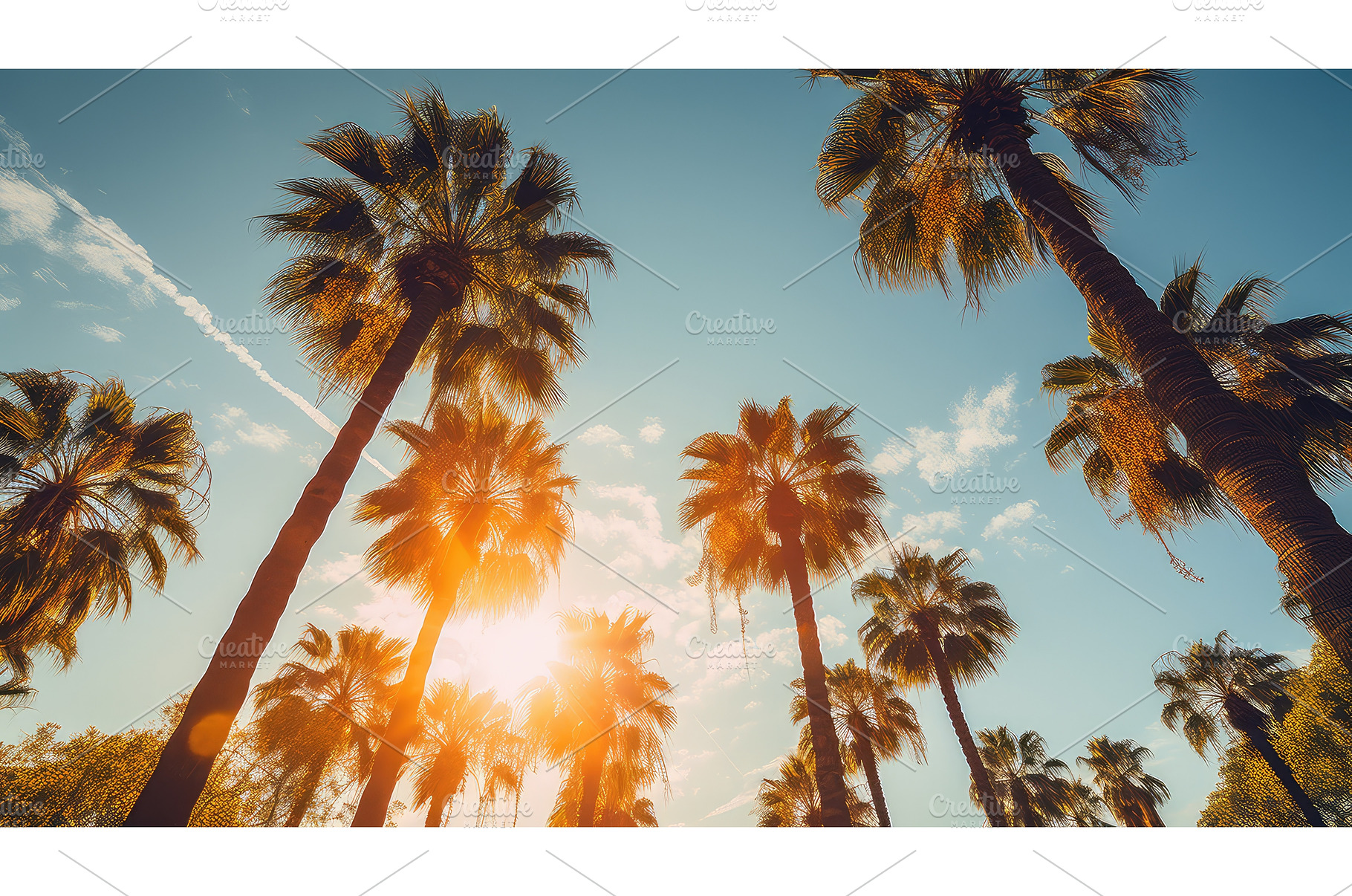 canopy sun palm trees ai generated, a Nature Photo by pikepicture
