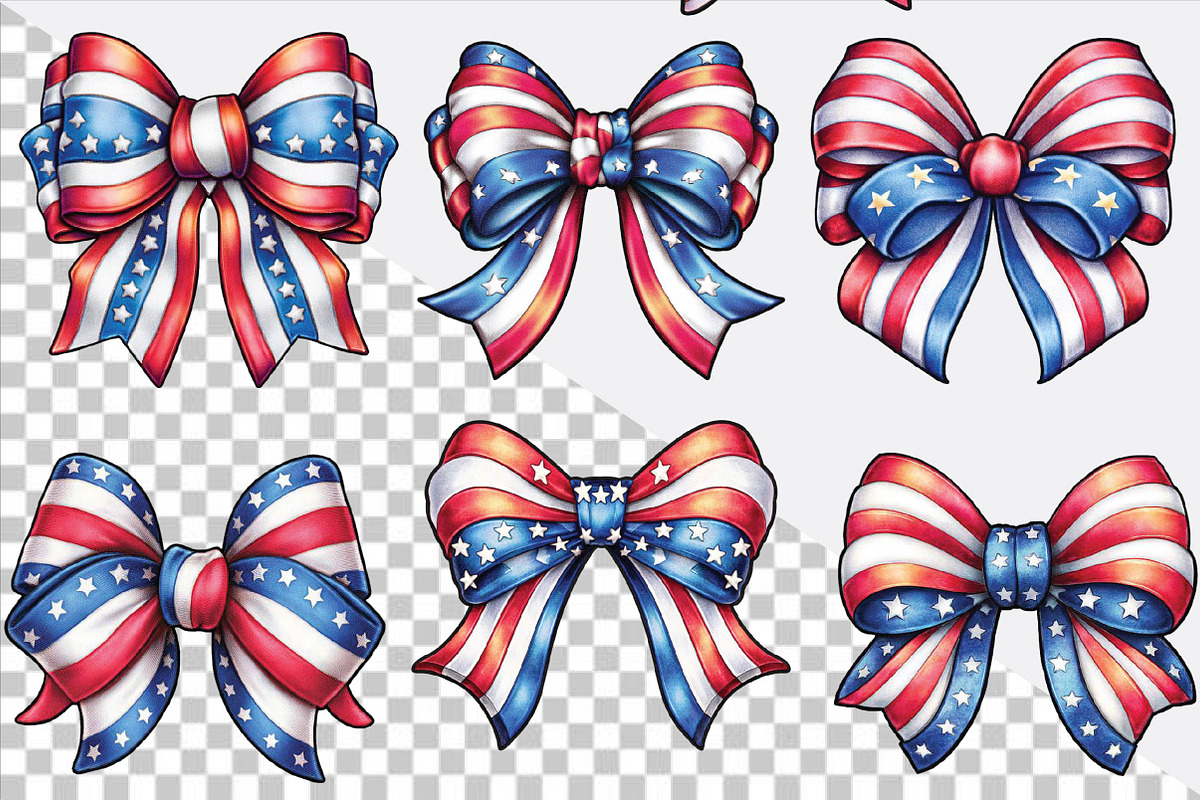 4th of July Patriotic Bow Clipart Bu, an Illustration by SVGArt (Photo 2 of 9)