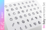 Baby Line Icons Set, an Outline Icon by Voysla's Shop (Thumbnail 1 of 5)