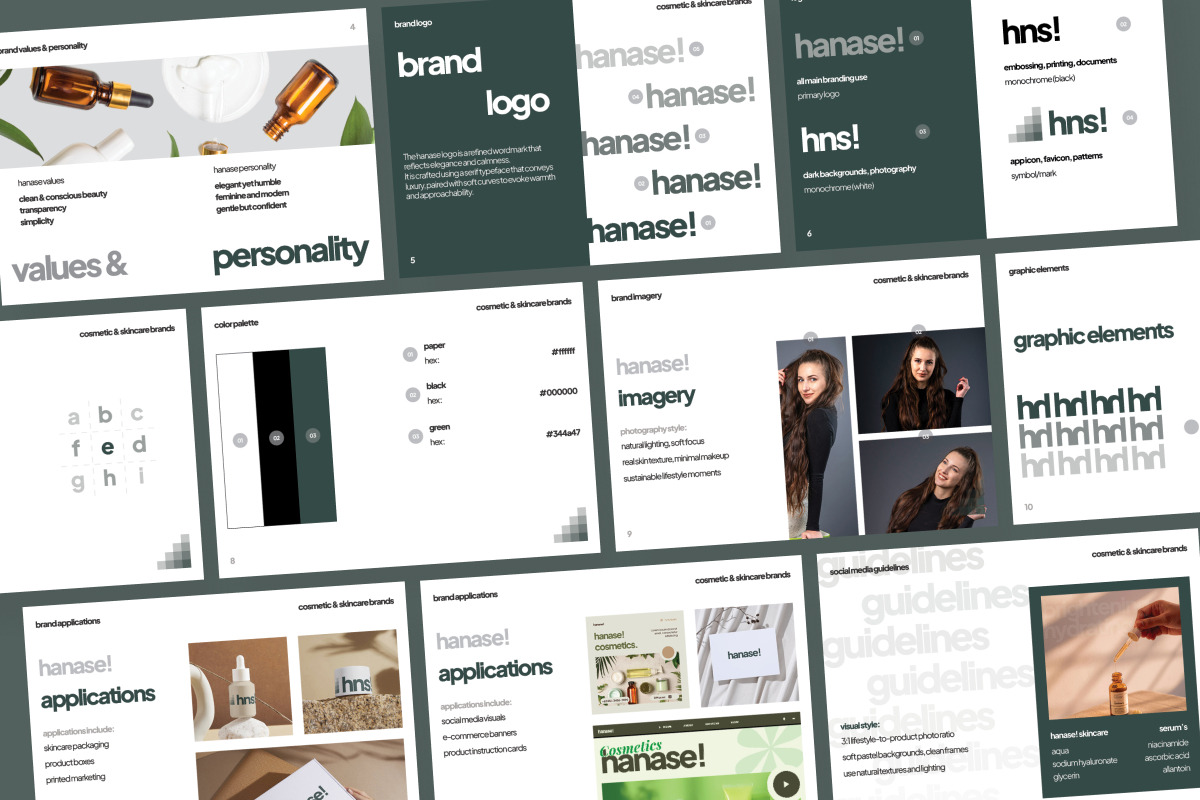 Hanase - Cosmetics Brand Guideline, a Branding & Logo Template by productype1 (Photo 5 of 6)