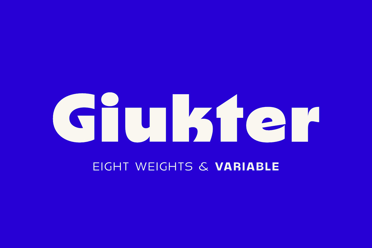 Giukter – Modern Display Typeface, a Sans Serif Font by ESEM (Photo 1 of 9)