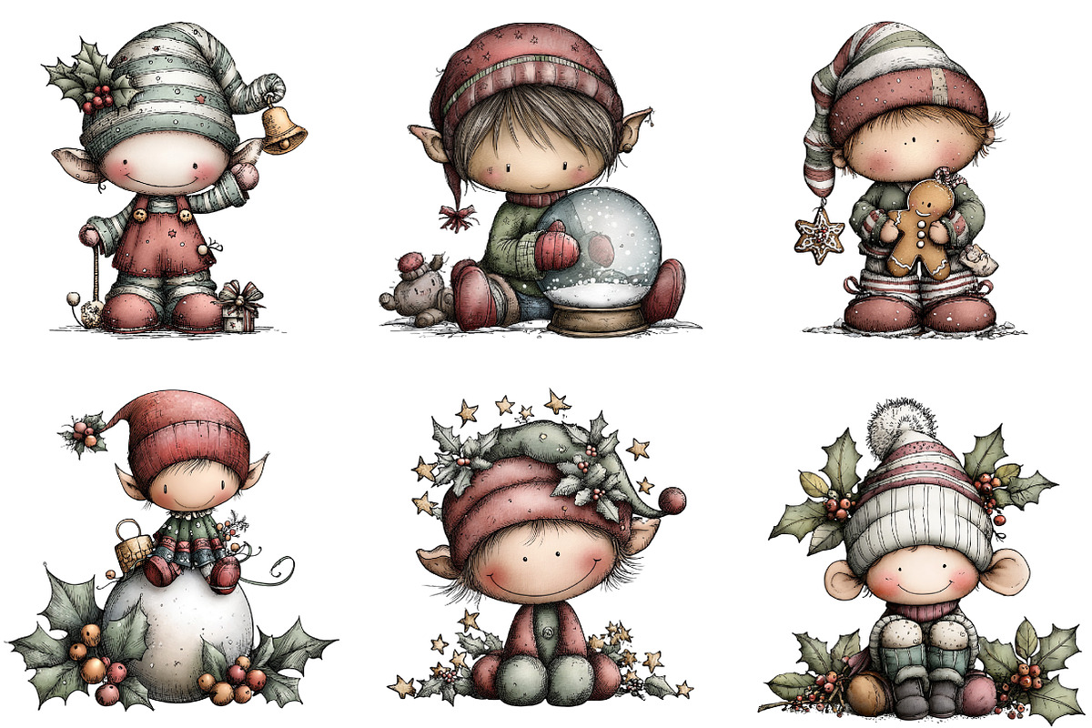 Hand Painted Elf Clipart, an Illustration by DreamArtGraphic (Photo 3 of 5)