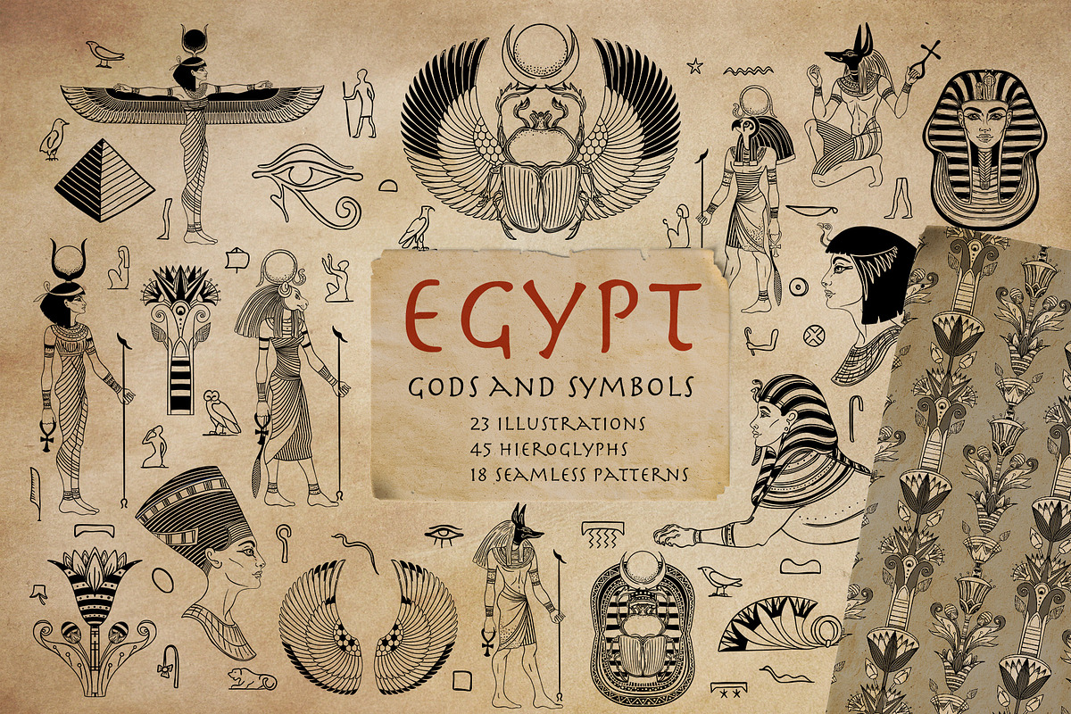 EGYPT: Gods & Symbols BW vector set., a Person Illustration by Varvara Gorbash (Photo 1 of 9)