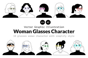 Woman Glasses Character Illustration, an Illustration by VUNIRA