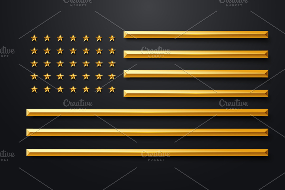 Luxury Dark And Golden USA Flag, a Background Graphic by Black White Mouse Design