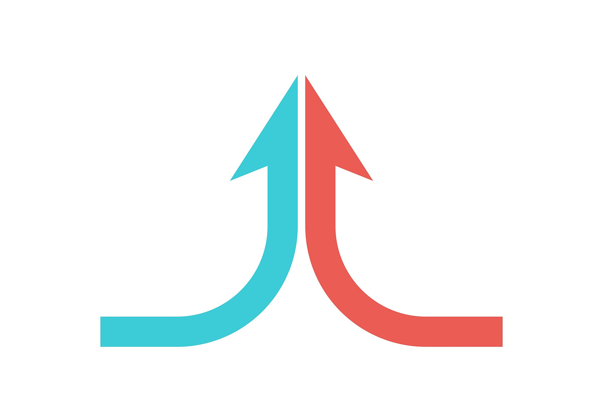 Two parts merging, arrow, a Work Illustration by inimalGraphic