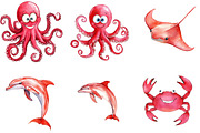 Red Ocean Animals Clipart, an Illustration by DreamArtGraphic (Thumbnail 3 of 4)