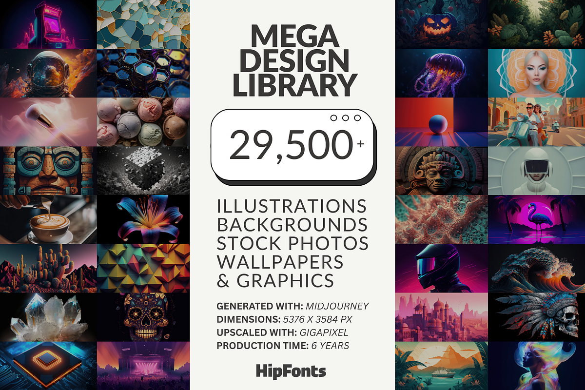 Mega Design Library Bundle, a Decorative Illustration by HipFonts