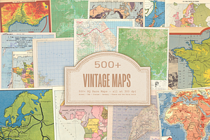 500+ Vintage Maps, an Object Graphic by Lilithcollageart