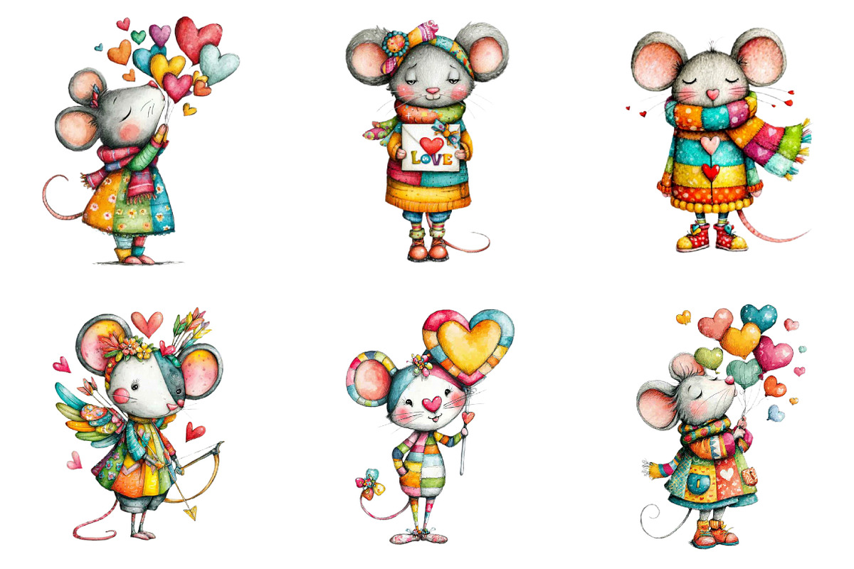 Valentine's Whimsical Mouse Clipart, a Graphic by CitraGraphics (Photo 2 of 4)