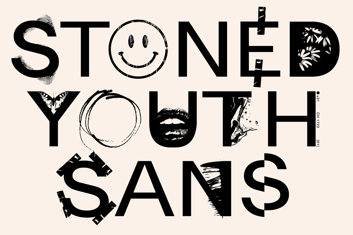 STONED YOUTH - GRAPHIC FONT, a Sans Serif Font by Tropical Type (Photo 1 of 12)