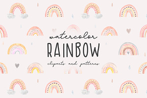 Watercolor Rainbow. Clipart Patterns