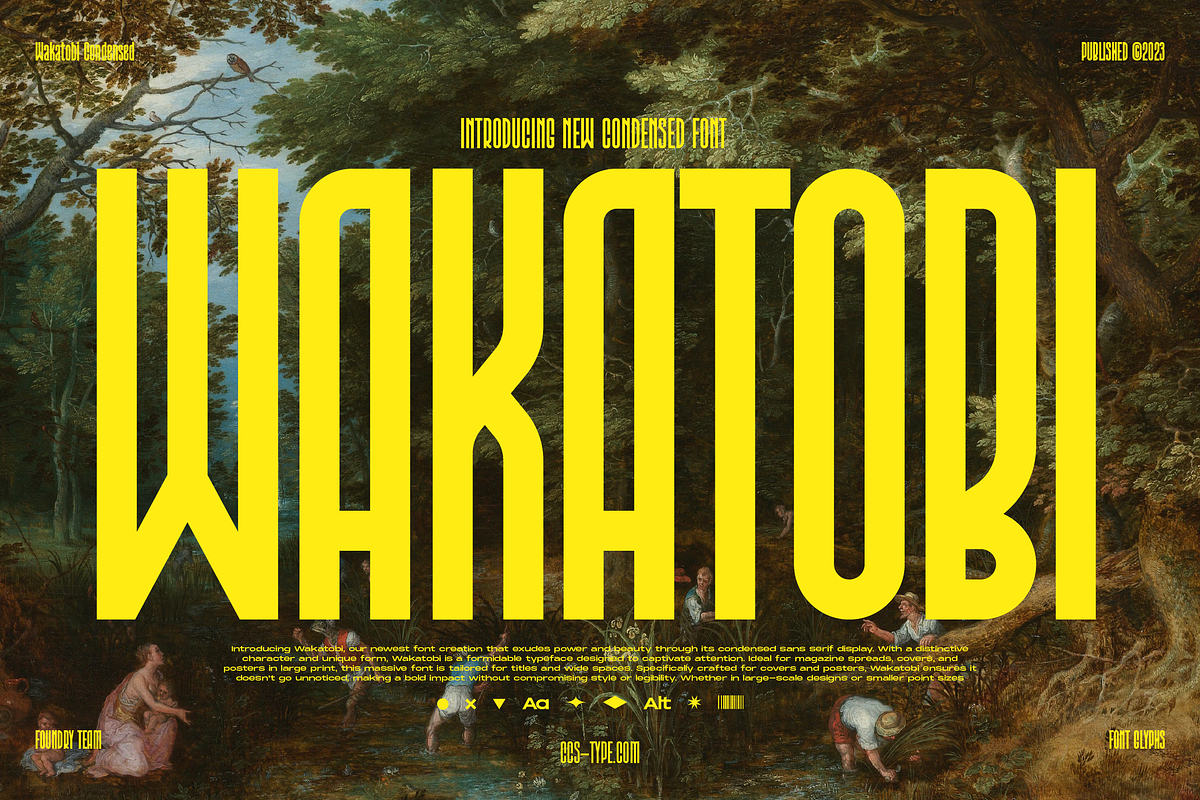 Wakatobi - Ultra Condensed Font, a Sans Serif Font by Creative Corner (Photo 1 of 21)