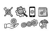 Hand Drawn Gear Icon Set, an Illustration by designvectx (Thumbnail 2 of 3)