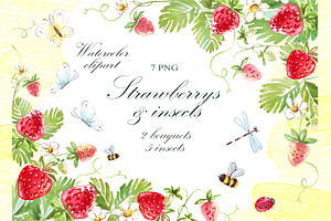 Strawberries Bouquets Insects PNG