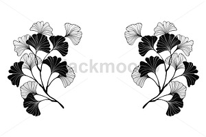 Black ginko twigs frame, a Decorative Illustration by blackmoon9