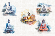 Watercolor Buddha Clipart, an Illustration by Mash Mash Stickers (Thumbnail 5 of 9)