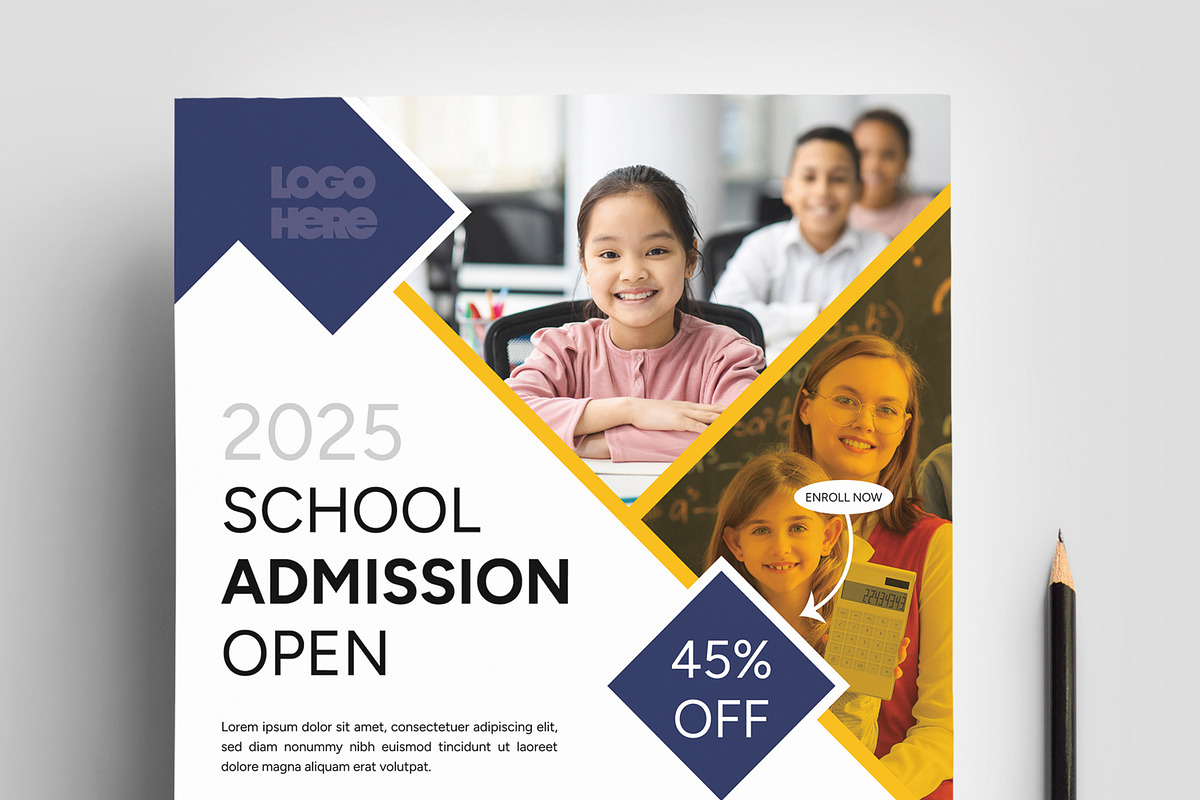 School Admission Flyer Template, a Flyer Template by MightyDesign (Photo 2 of 7)