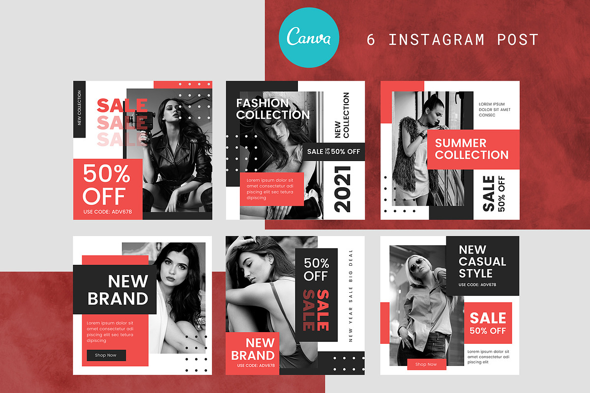 Canva Instagram Post Template Redish, a Social Media Template by Lythcreative (Photo 3 of 5)