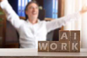 Senior Professional Celebrating AI Success at Workplace, a Business Photo by Davizro's Market