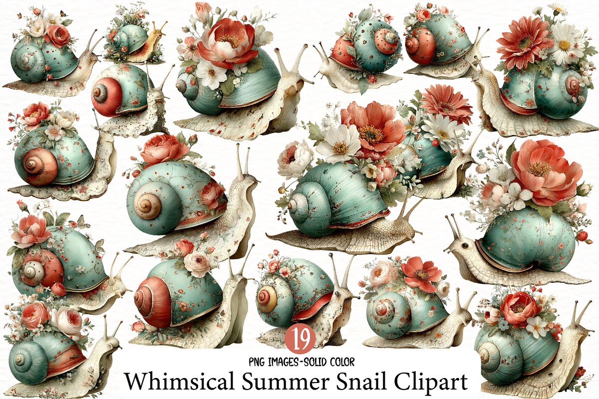 Whimsical Summer Snail Clipart, an Illustration by Designworld (Photo 1 of 5)